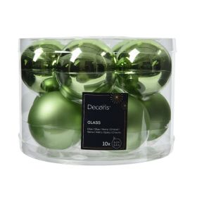 Baubles Tub Of 10 60mm - Green Tea